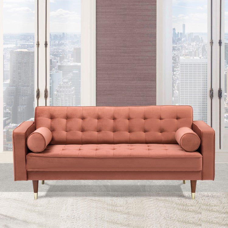 Somerset Blush Velvet Mid Century Modern Loveseat By Armen Living | Loveseats | Modishstore