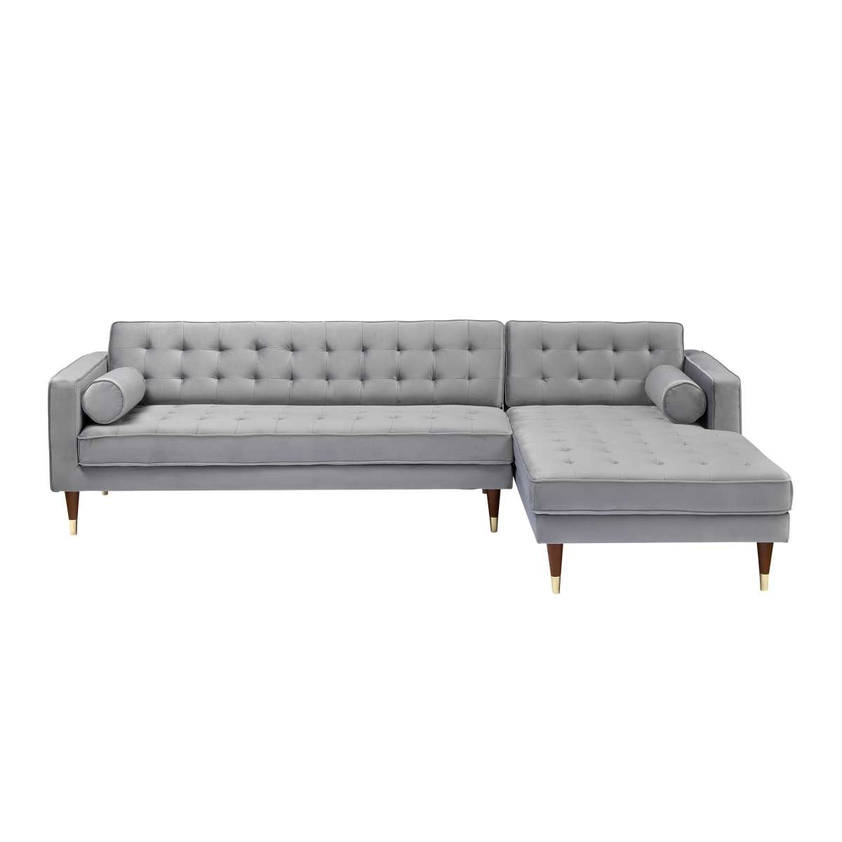 Somerset Gray Velvet Mid Century Modern Right Sectional Sofa By Armen Living | Sectional | Modishstore - 2