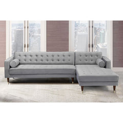 Somerset Gray Velvet Mid Century Modern Right Sectional Sofa By Armen Living