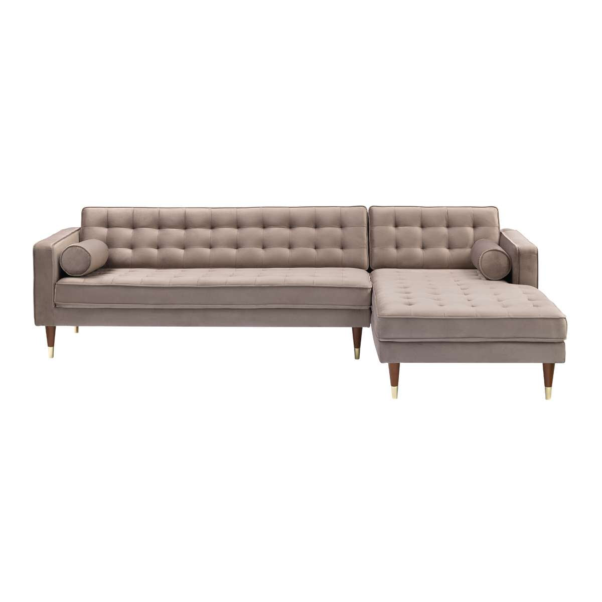 Somerset Taupe Velvet Mid Century Modern Right Sectional Sofa By Armen Living | Sectional | Modishstore - 2