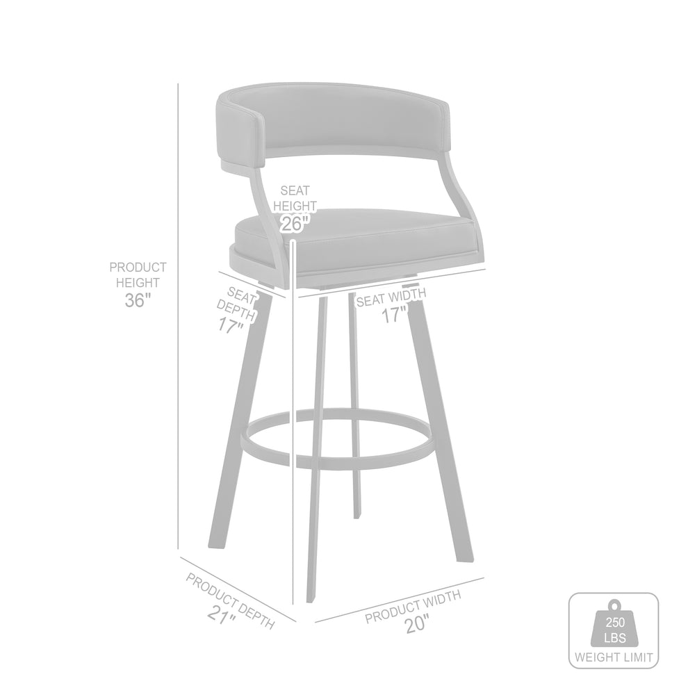 Saturn 26" Counter Height Swivel Black Faux Leather and Metal Bar Stool By Armen Living | Bar Stools | Modishstore - 9