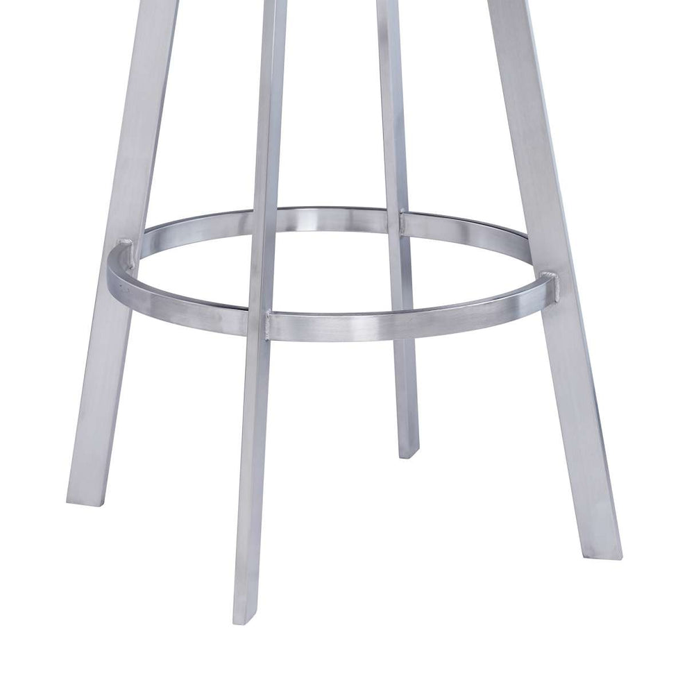 Saturn 26" Counter Height Swivel Black Faux Leather and Brushed Stainless Steel Bar Stool By Armen Living | Bar Stools |  Modishstore  - 8