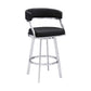 Saturn 30" Bar Height Swivel Black Faux Leather and Brushed Stainless Steel Bar Stool By Armen Living | Bar Stools | Modishstore