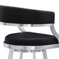 Saturn 30" Bar Height Swivel Black Faux Leather and Brushed Stainless Steel Bar Stool By Armen Living | Bar Stools | Modishstore - 4