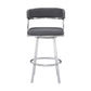 Saturn 30" Bar Height Swivel Grey Faux Leather and Brushed Stainless Steel Bar Stool By Armen Living | Bar Stools | Modishstore - 2