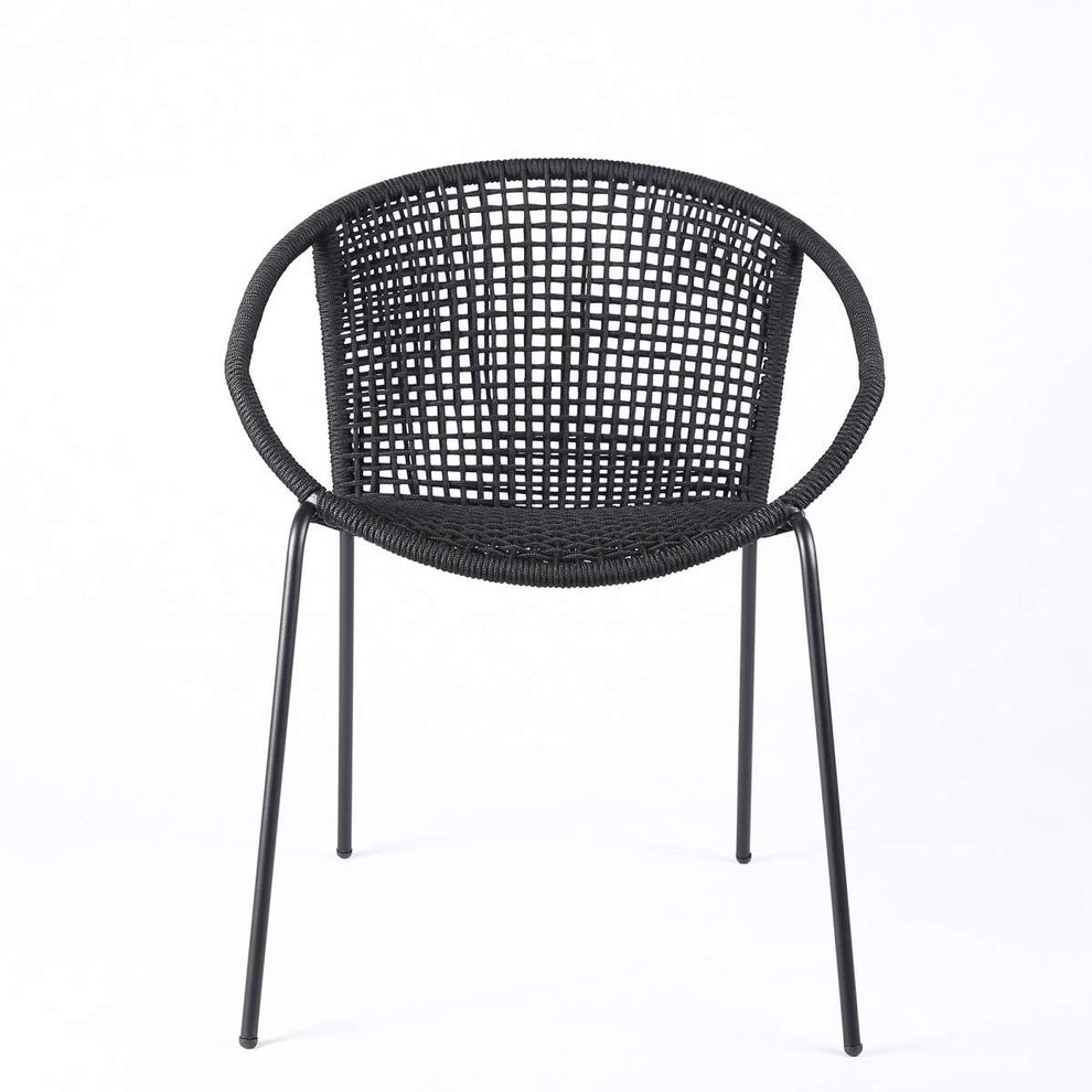 Snack Indoor Outdoor Stackable Steel Dining Chair with Black Rope - Set of 2 By Armen Living | Outdoor Chairs |  Modishstore  - 5