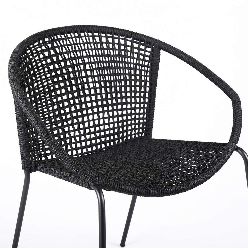 Snack Indoor Outdoor Stackable Steel Dining Chair with Black Rope - Set of 2 By Armen Living | Outdoor Chairs |  Modishstore  - 6