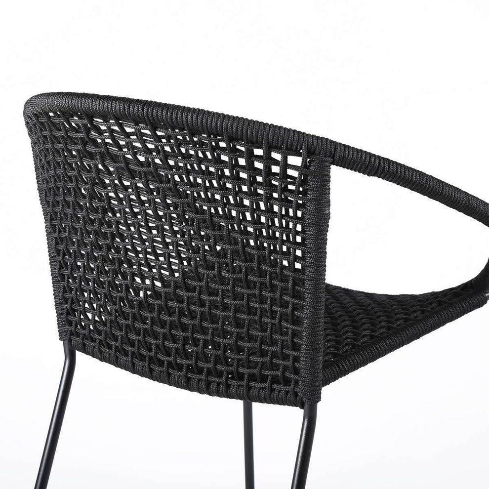 Snack Indoor Outdoor Stackable Steel Dining Chair with Black Rope - Set of 2 By Armen Living | Outdoor Chairs |  Modishstore  - 7