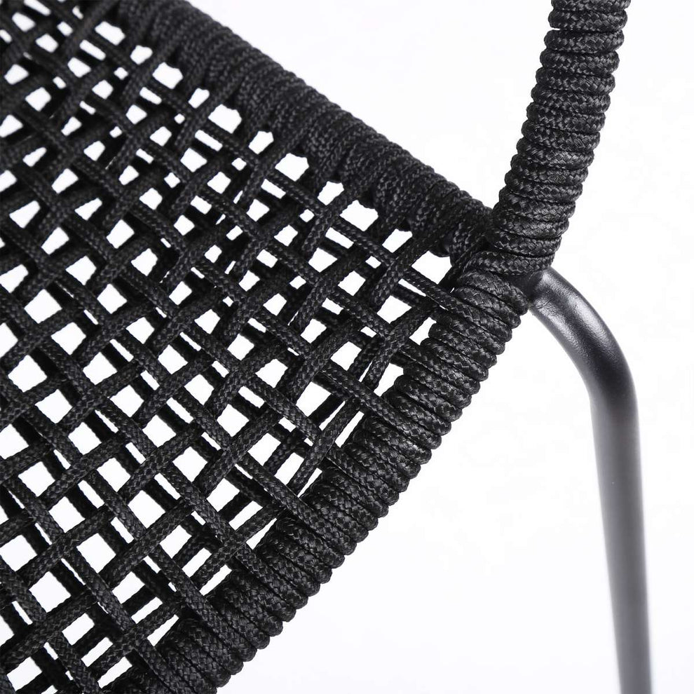 Snack Indoor Outdoor Stackable Steel Dining Chair with Black Rope - Set of 2 By Armen Living | Outdoor Chairs |  Modishstore  - 8