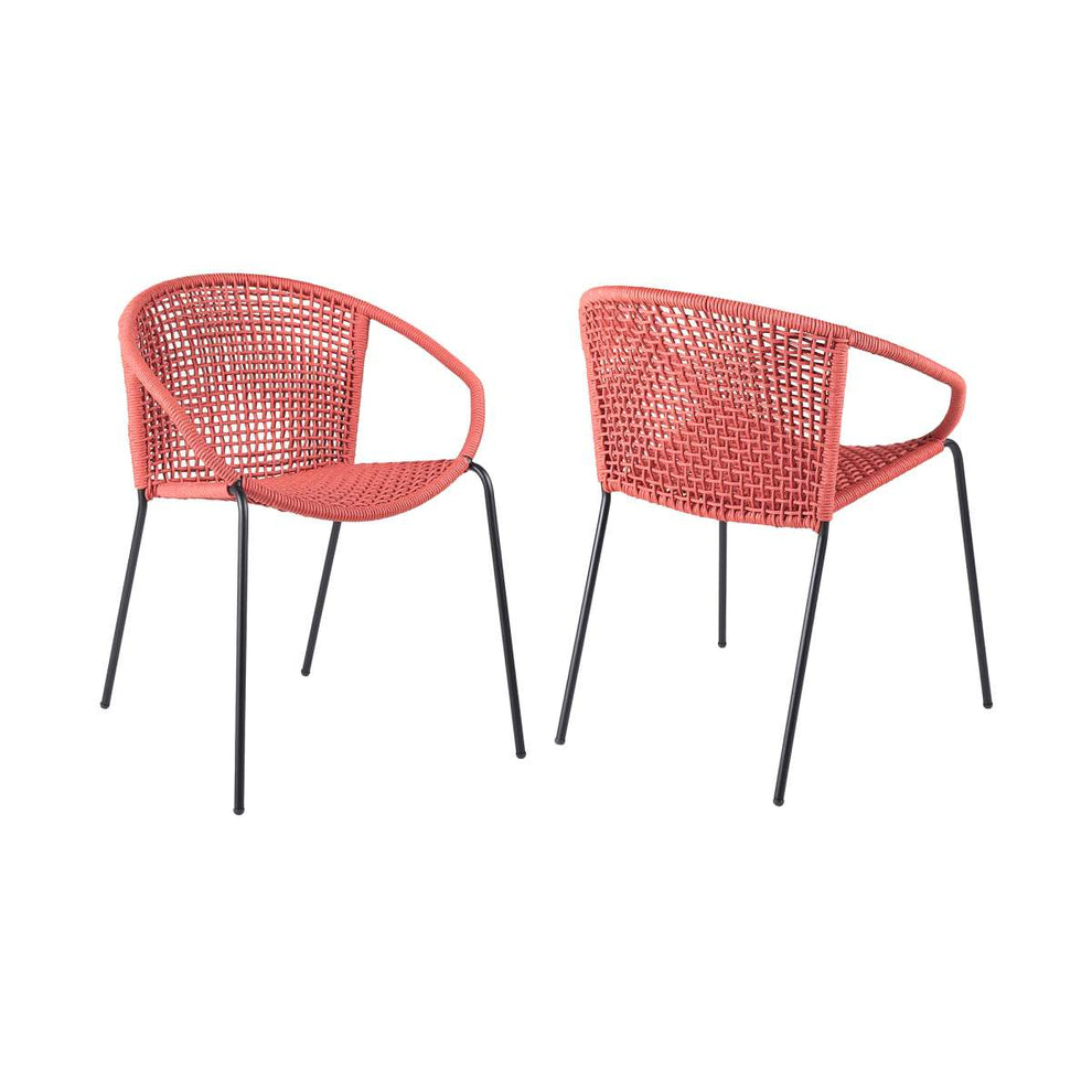 Snack Indoor Outdoor Stackable Steel Dining Chair with Black Rope - Set of 2 By Armen Living | Outdoor Chairs |  Modishstore  - 10