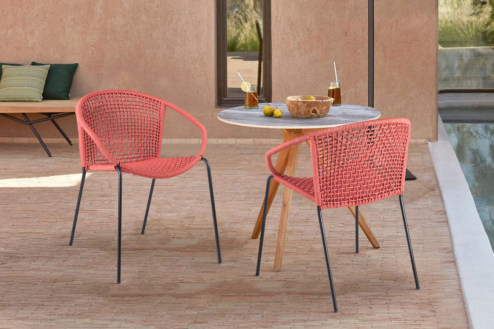 Snack Indoor Outdoor Stackable Steel Dining Chair with Black Rope - Set of 2 By Armen Living | Outdoor Chairs |  Modishstore  - 9