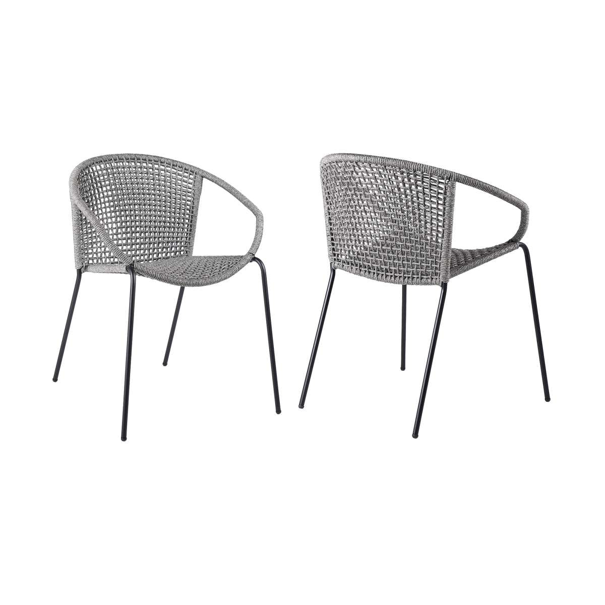 Snack Indoor Outdoor Stackable Steel Dining Chair with Black Rope - Set of 2 By Armen Living | Outdoor Chairs |  Modishstore  - 20