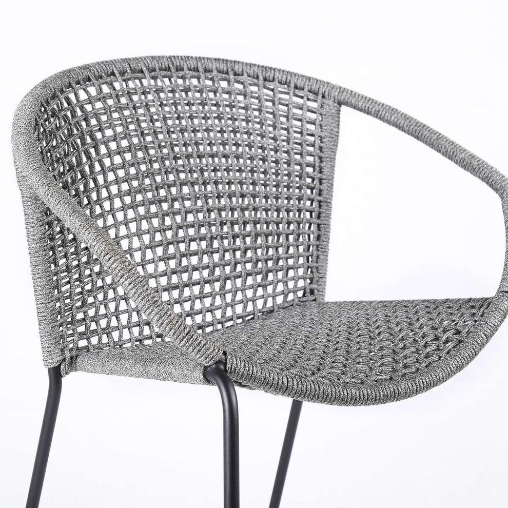 Snack Indoor Outdoor Stackable Steel Dining Chair with Black Rope - Set of 2 By Armen Living | Outdoor Chairs |  Modishstore  - 24