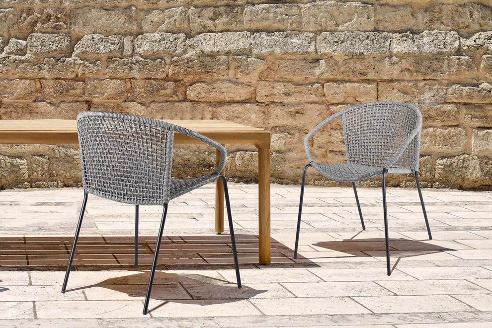 Snack Indoor Outdoor Stackable Steel Dining Chair with Black Rope - Set of 2 By Armen Living | Outdoor Chairs |  Modishstore  - 19
