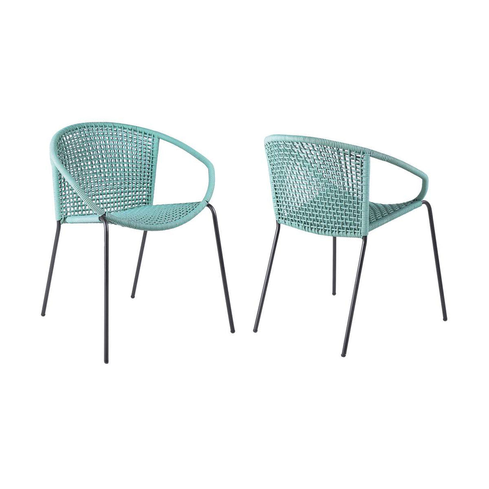 Snack Indoor Outdoor Stackable Steel Dining Chair with Black Rope - Set of 2 By Armen Living | Outdoor Chairs |  Modishstore  - 26