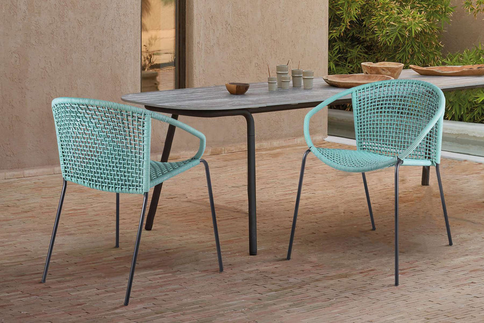 Snack Indoor Outdoor Stackable Steel Dining Chair with Black Rope - Set of 2 By Armen Living | Outdoor Chairs |  Modishstore  - 25