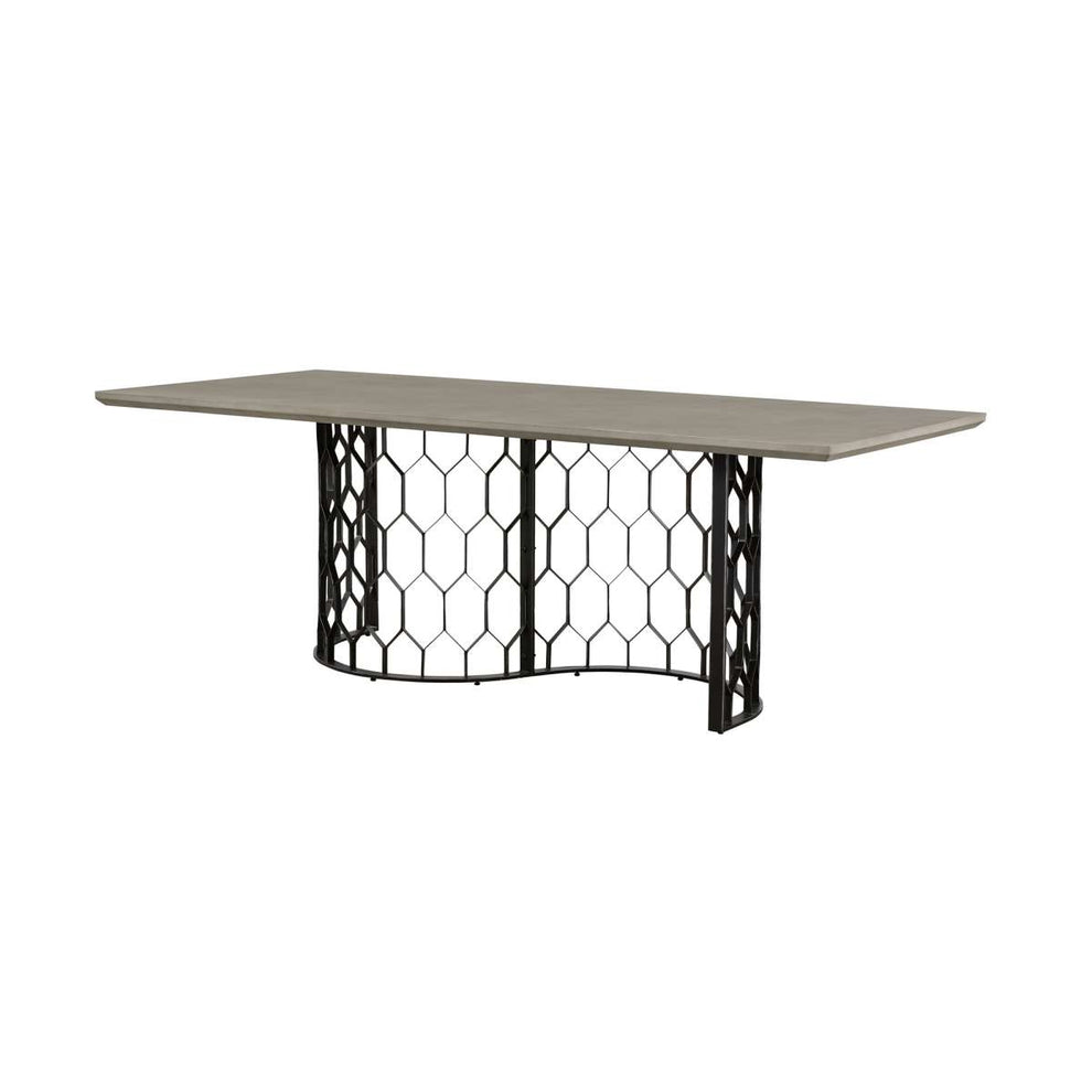 Solange Concrete and Black Metal Rectangular Dining Table By Armen Living | Dining Tables | Modishstore - 2