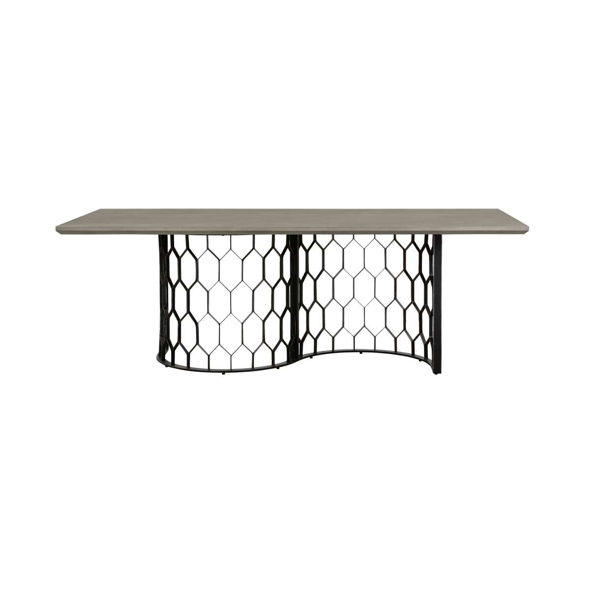 Solange Concrete and Black Metal Rectangular Dining Table By Armen Living | Dining Tables | Modishstore - 3