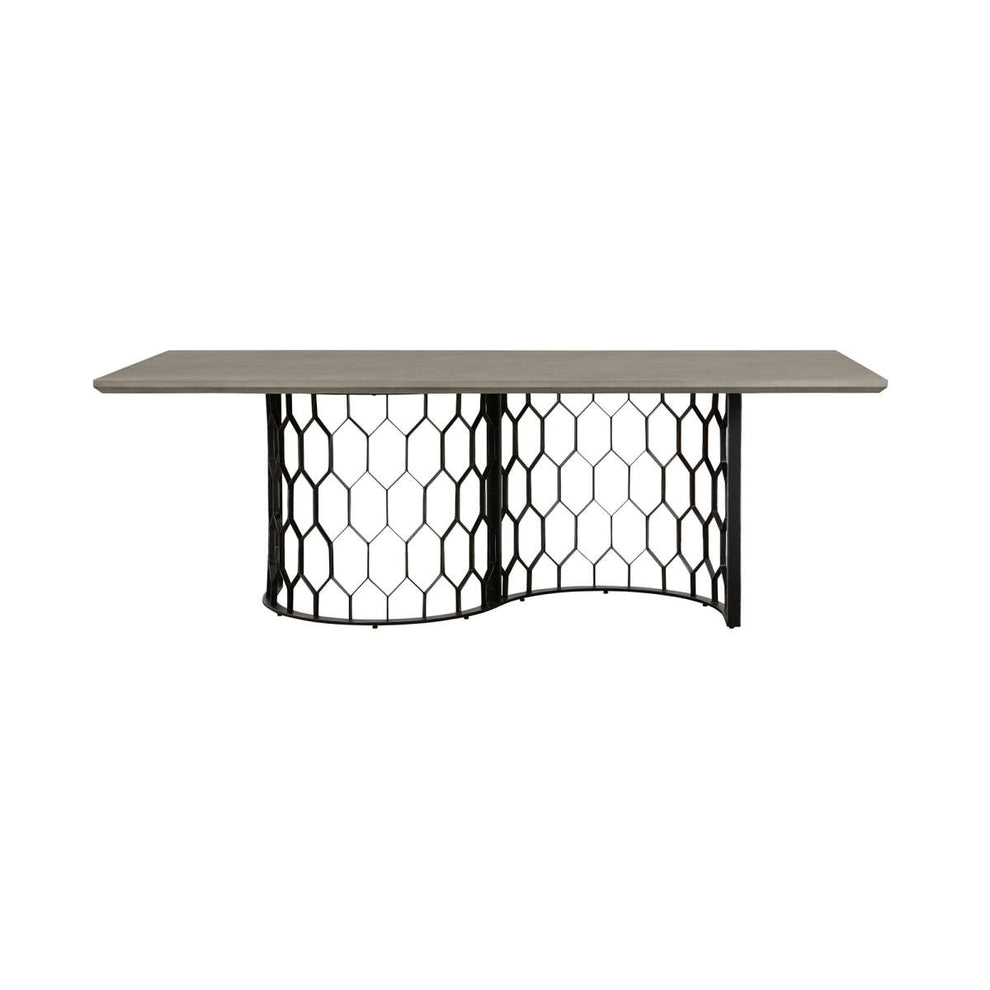Solange Concrete and Black Metal Rectangular Dining Table By Armen Living | Dining Tables | Modishstore - 3