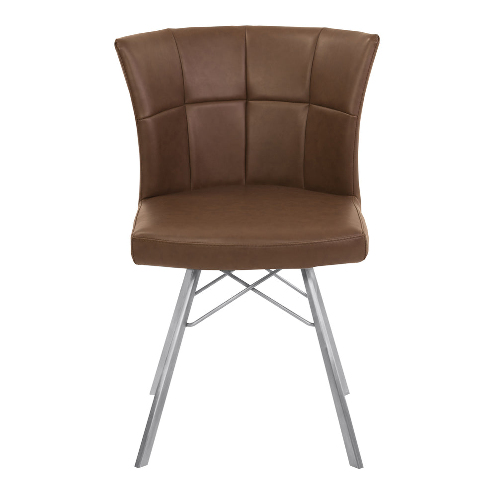 Spago Contemporary Dining Chair in Vintage Coffee Faux Leather with Brushed Stainless Steel Finish - Set of 2 By Armen Living | Dining Chairs | Modishstore - 4
