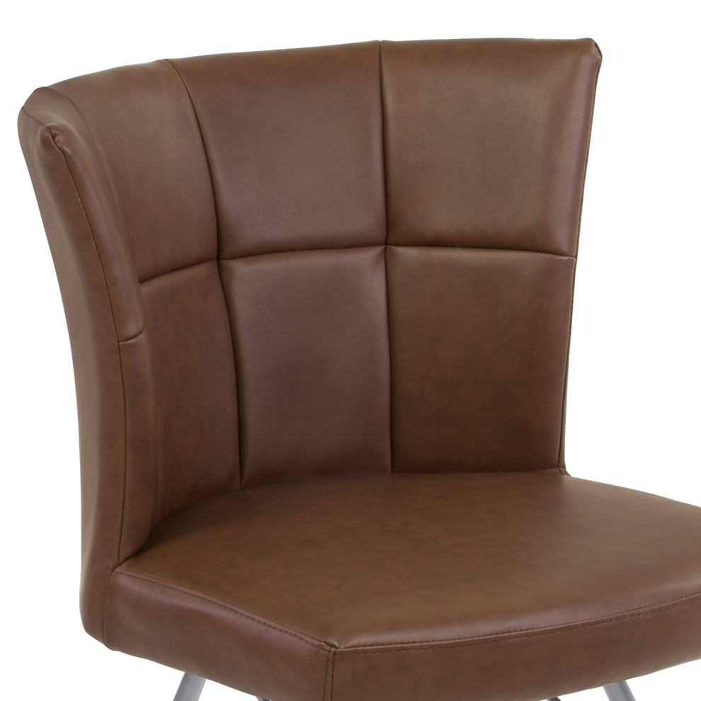 Spago Contemporary Dining Chair in Vintage Coffee Faux Leather with Brushed Stainless Steel Finish - Set of 2 By Armen Living | Dining Chairs | Modishstore - 6