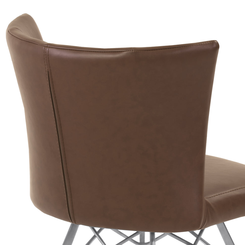 Spago Contemporary Dining Chair in Vintage Coffee Faux Leather with Brushed Stainless Steel Finish - Set of 2 By Armen Living | Dining Chairs | Modishstore - 7