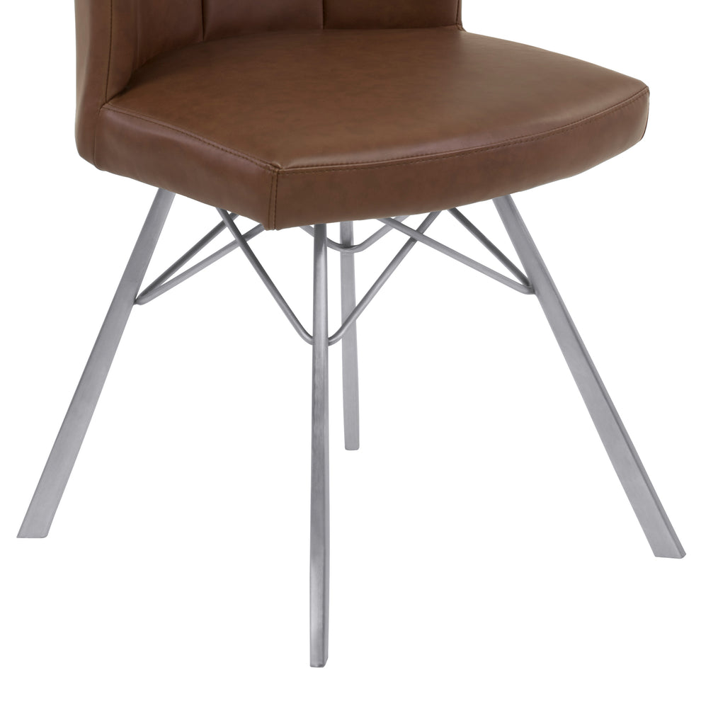 Spago Contemporary Dining Chair in Vintage Coffee Faux Leather with Brushed Stainless Steel Finish - Set of 2 By Armen Living | Dining Chairs | Modishstore - 8