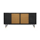 Saratoga Sideboard Buffet in Black Acacia with Rattan By Armen Living | Sideboards | Modishstore - 2