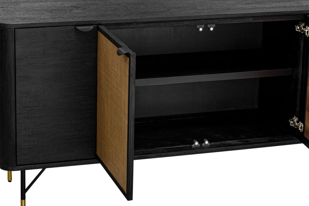 Saratoga Sideboard Buffet in Black Acacia with Rattan By Armen Living | Sideboards | Modishstore - 6