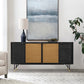 Saratoga Sideboard Buffet in Black Acacia with Rattan By Armen Living | Sideboards | Modishstore