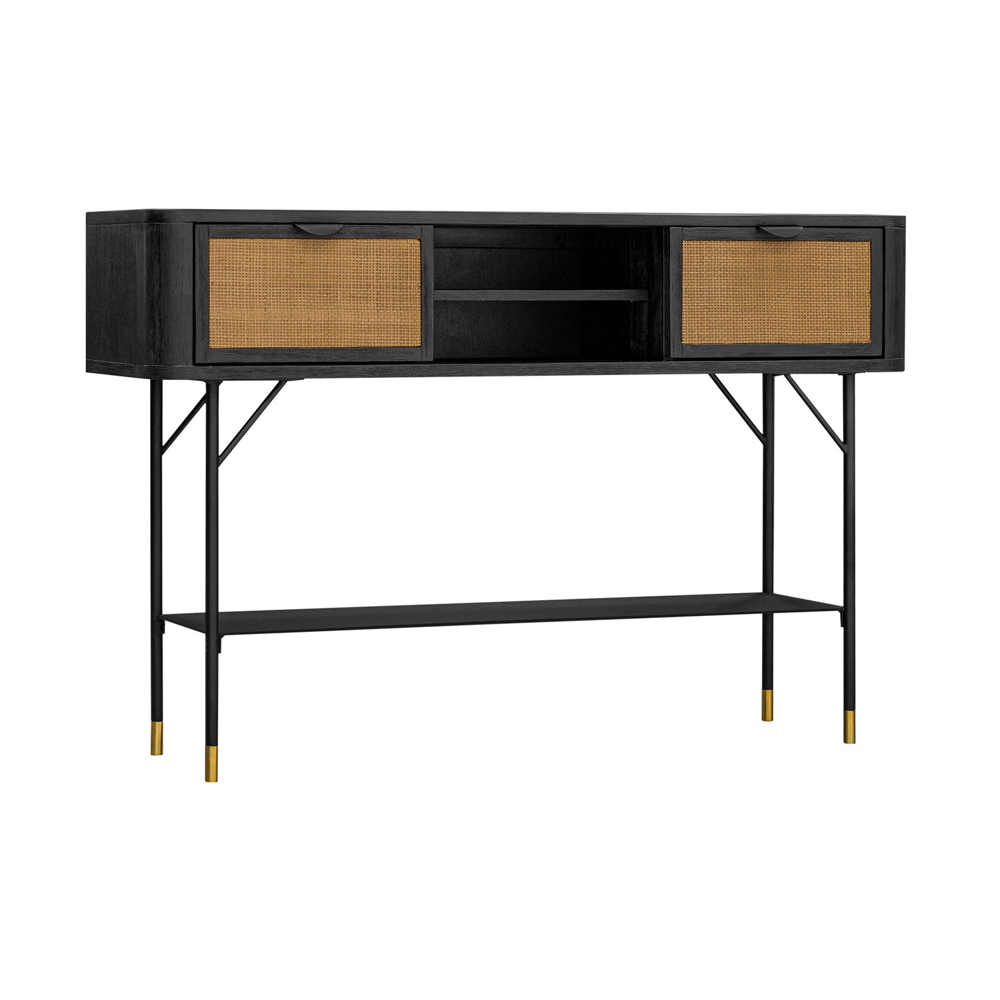 Saratoga Console Table in Black Acacia with Rattan By Armen Living | Console Tables | Modishstore - 2