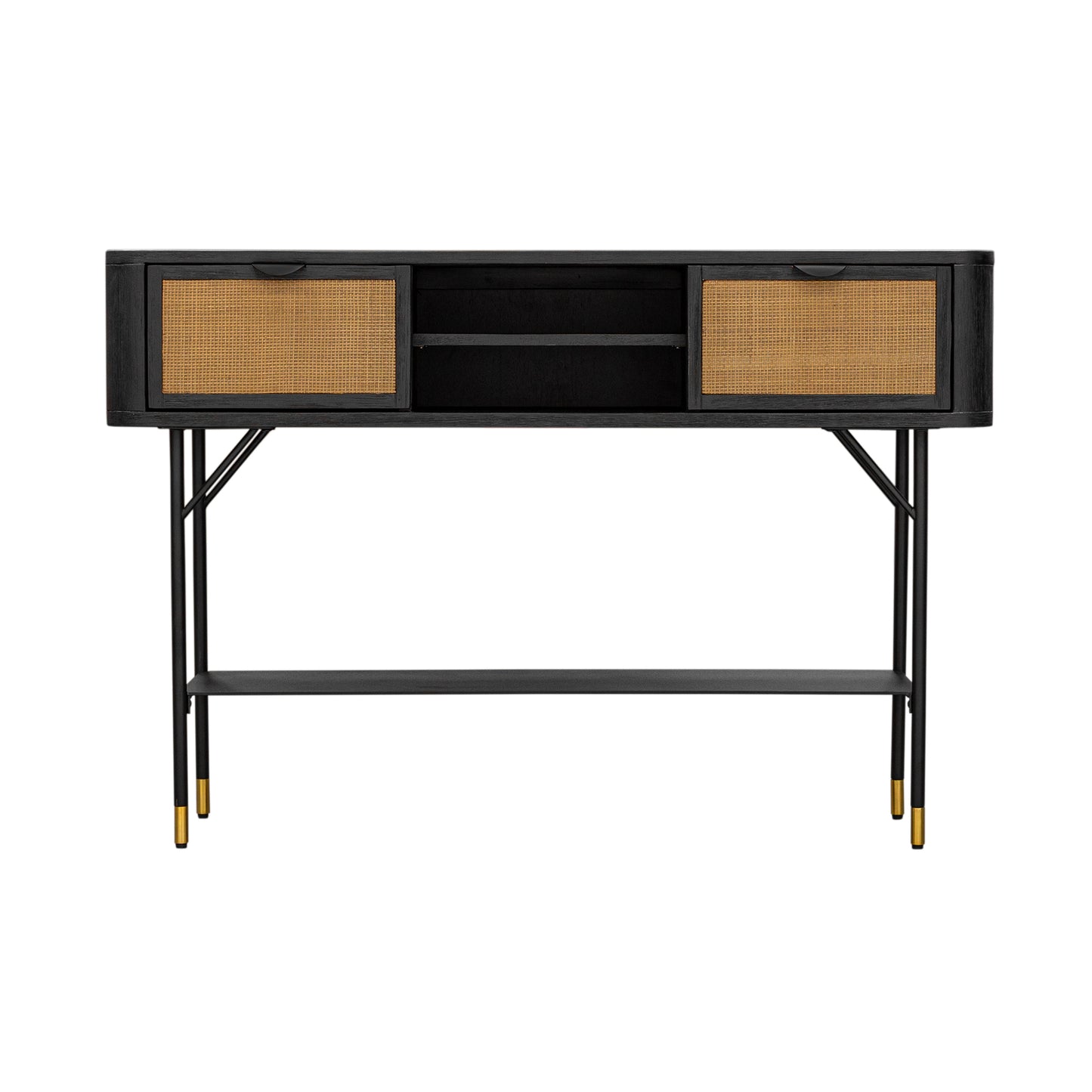 Saratoga Console Table in Black Acacia with Rattan By Armen Living | Console Tables | Modishstore - 4