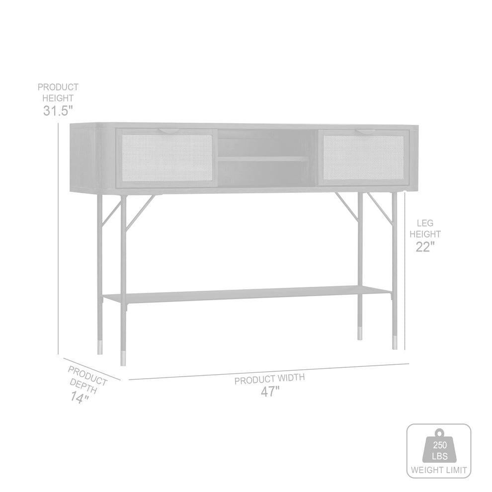 Saratoga Console Table in Black Acacia with Rattan By Armen Living | Console Tables | Modishstore - 7