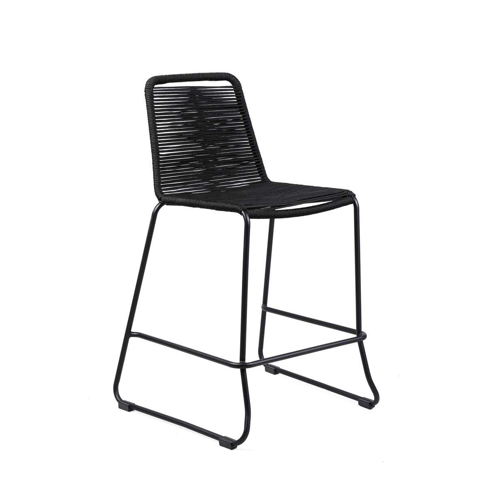 Shasta 30" Outdoor Metal and Black Rope Stackable Barstool By Armen Living | Bar Stools |  Modishstore  - 2