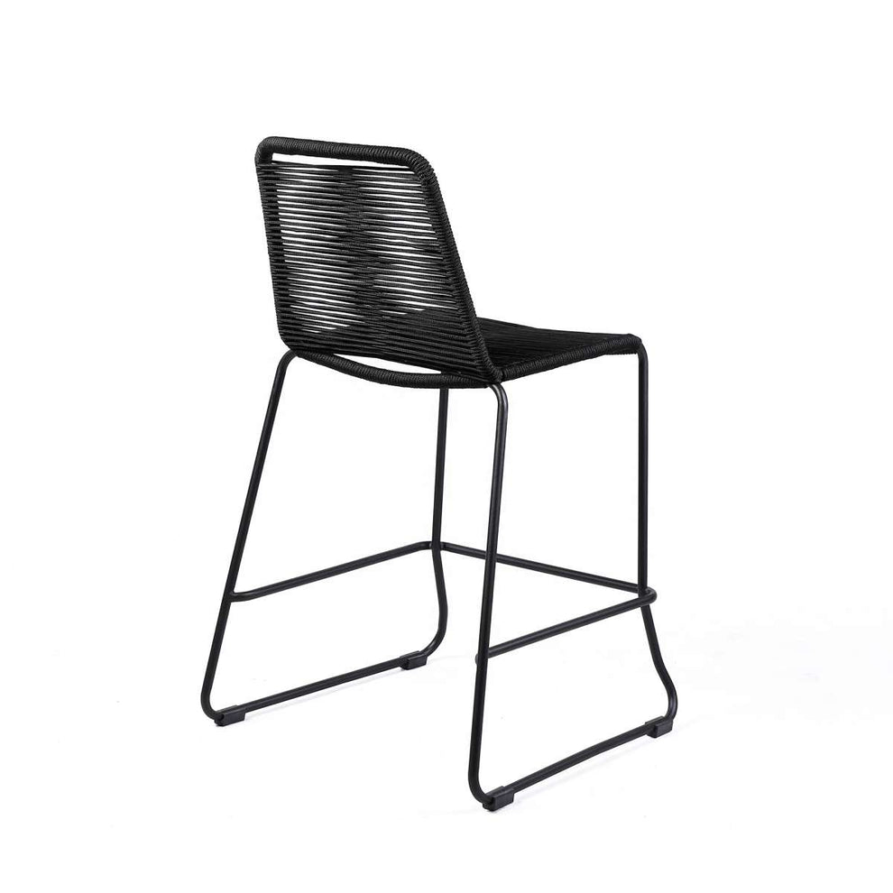 Shasta 30" Outdoor Metal and Black Rope Stackable Barstool By Armen Living | Bar Stools |  Modishstore  - 4