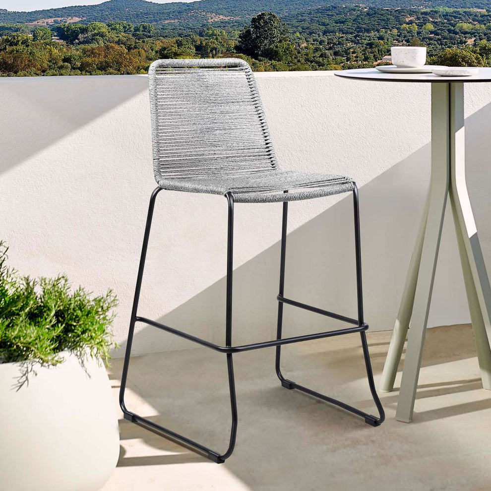 Shasta 30" Outdoor Metal and Black Rope Stackable Barstool By Armen Living | Bar Stools |  Modishstore  - 9