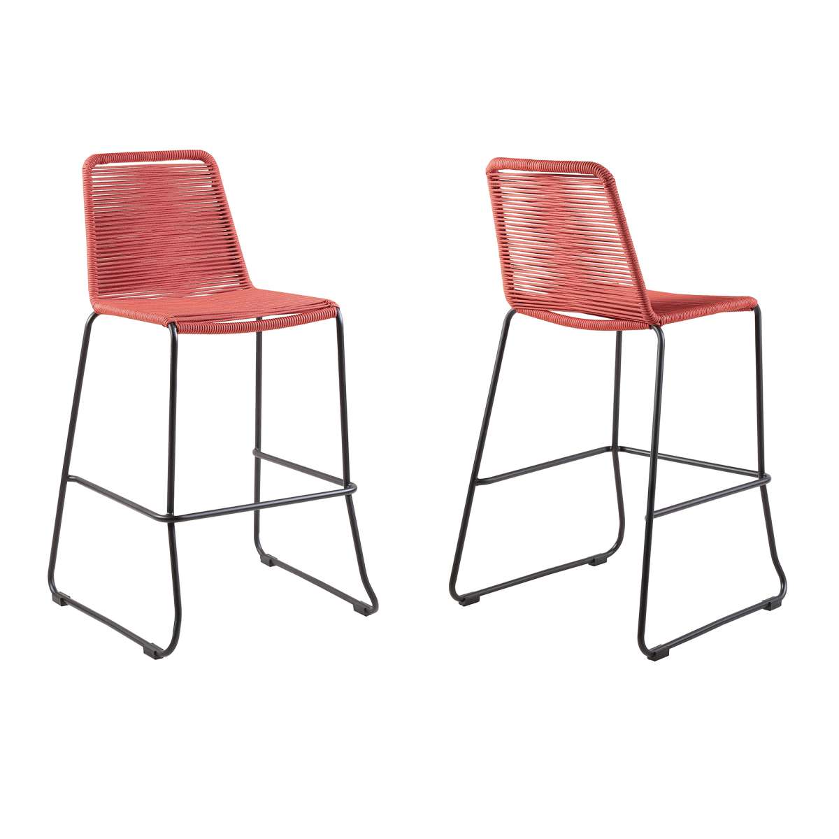 Shasta 26" Outdoor Metal and Brick Red Rope Stackable Counter Stool - Set of 2 By Armen Living | Bar Stools |  Modishstore  - 2