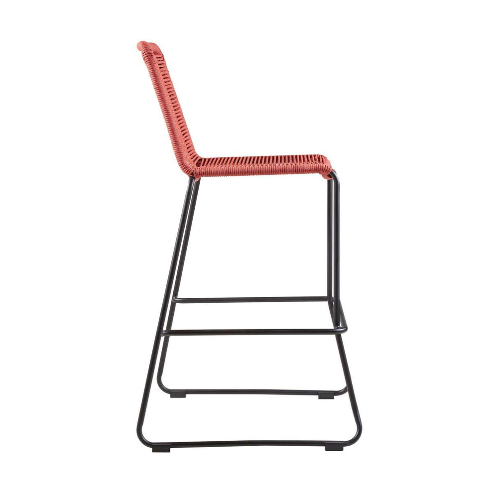 Shasta 30" Outdoor Metal and Brick Red Rope Stackable Barstool - Set of 2 By Armen Living | Bar Stools |  Modishstore  - 5