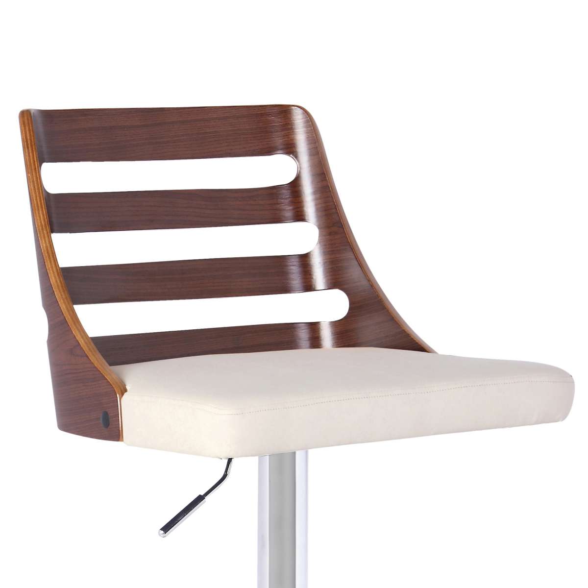 Storm Barstool in Chrome finish with Walnut wood and Cream Faux Leather By Armen Living | Bar Stools | Modishstore - 3