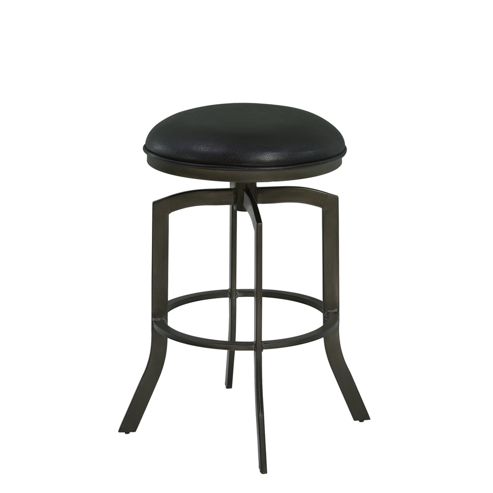 Studio 30" Bar Height Metal Swivel Barstool in Ford Black Faux Leather and Mineral Finish By Armen Living | Bar Stools | Modishstore - 2