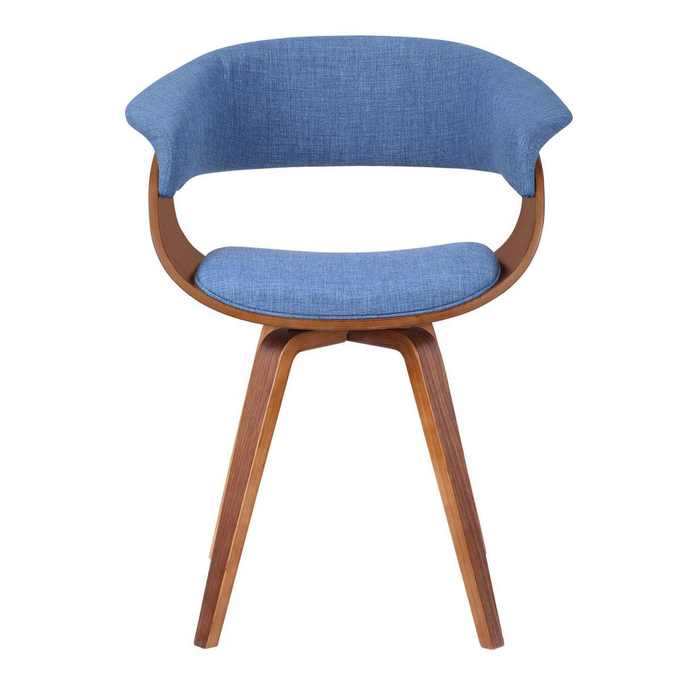 Summer Mid-Century Chair in Blue Fabric with Walnut Wood Finish By Armen Living | Dining Chairs | Modishstore - 2