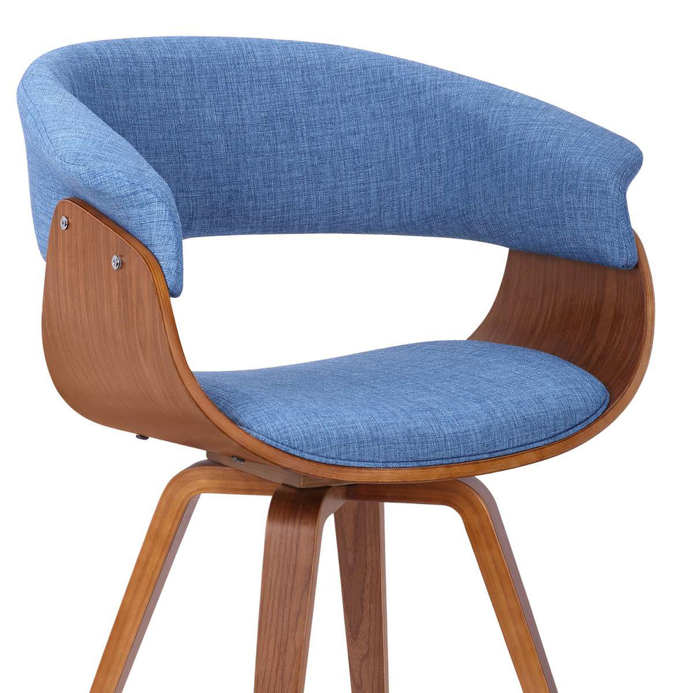 Summer Mid-Century Chair in Blue Fabric with Walnut Wood Finish By Armen Living | Dining Chairs | Modishstore - 3
