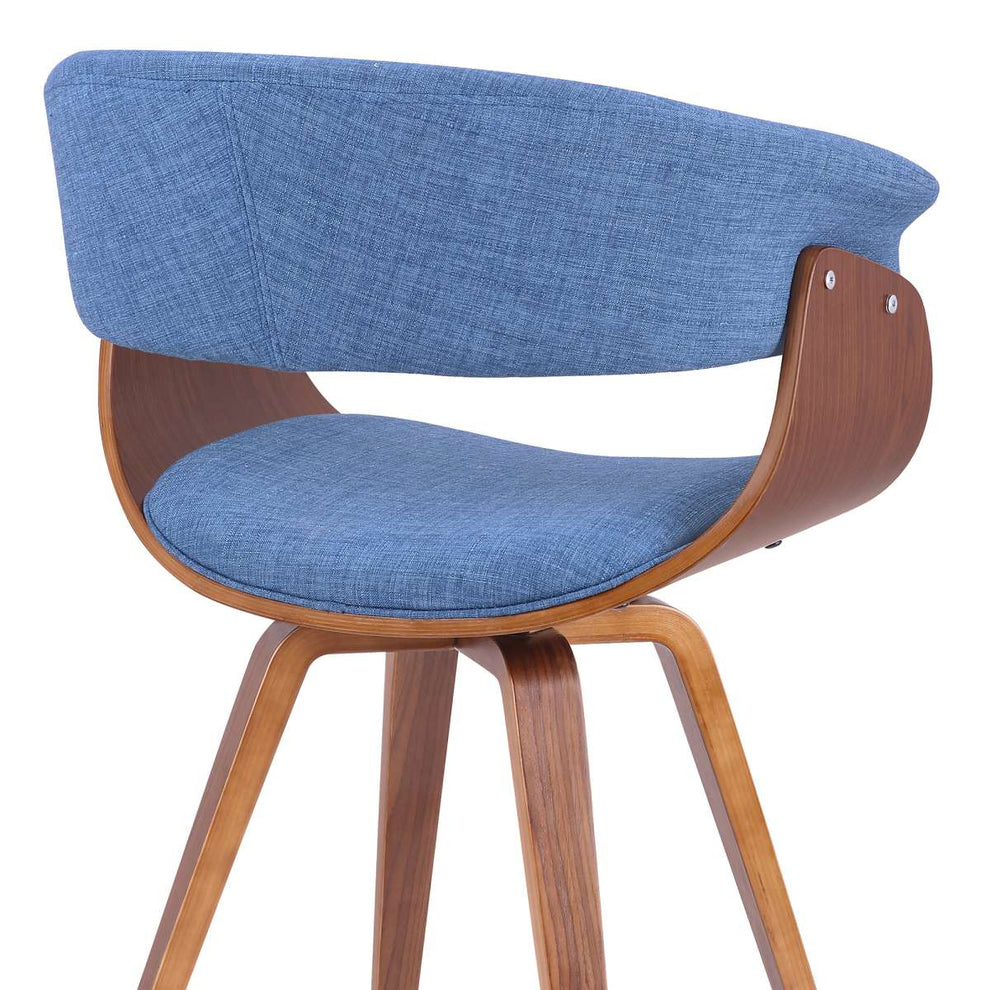 Summer Mid-Century Chair in Blue Fabric with Walnut Wood Finish By Armen Living | Dining Chairs | Modishstore - 4