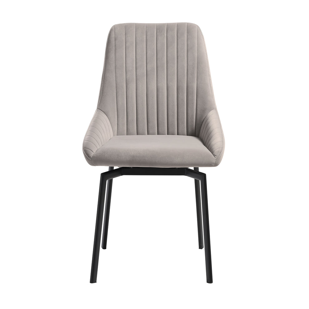 Susie Swivel Upholstered Dining Chair in Gray Fabric with Black Metal Legs - Set of 2 By Armen Living | Dining Chairs | Modishstore - 5