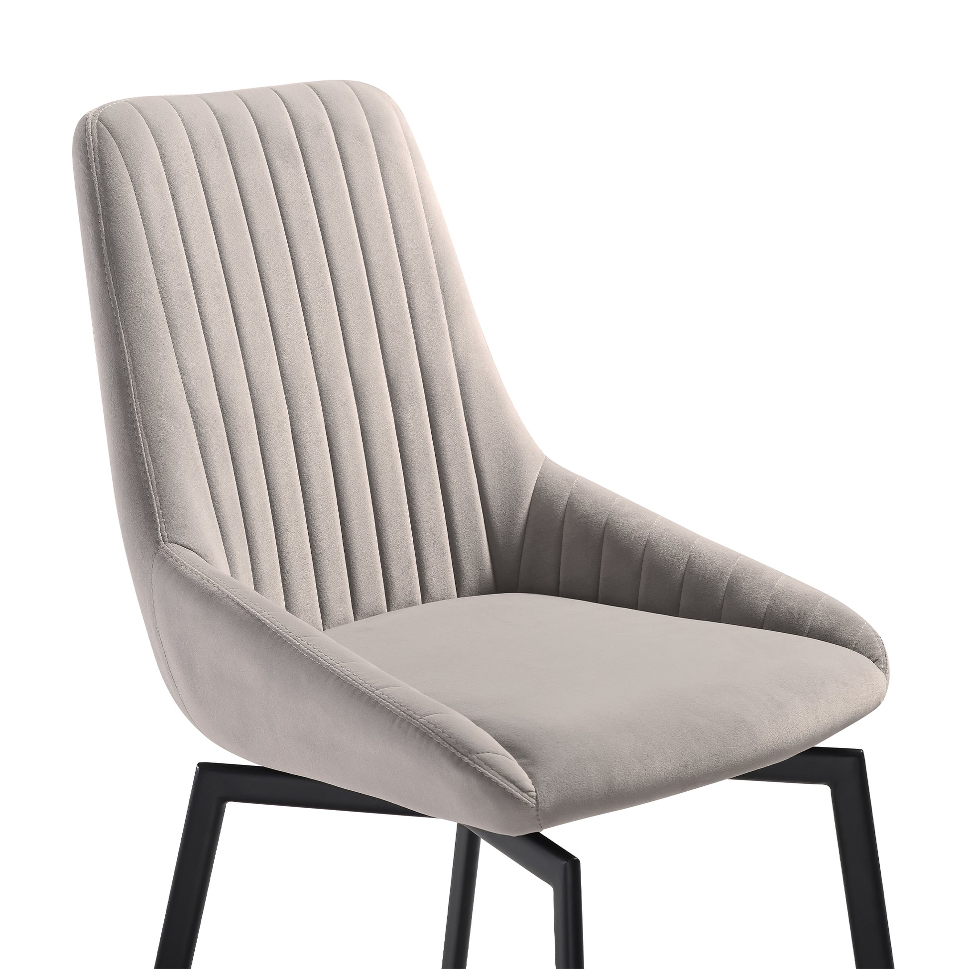 Susie Swivel Upholstered Dining Chair in Gray Fabric with Black Metal Legs - Set of 2 By Armen Living | Dining Chairs | Modishstore - 6