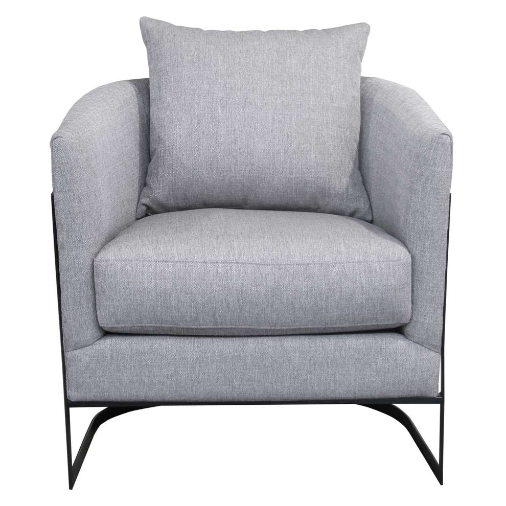 Swan Contemporary Accent Chair with Black Iron Finish Gray Fabric By Armen Living | Accent Chairs | Modishstore - 2