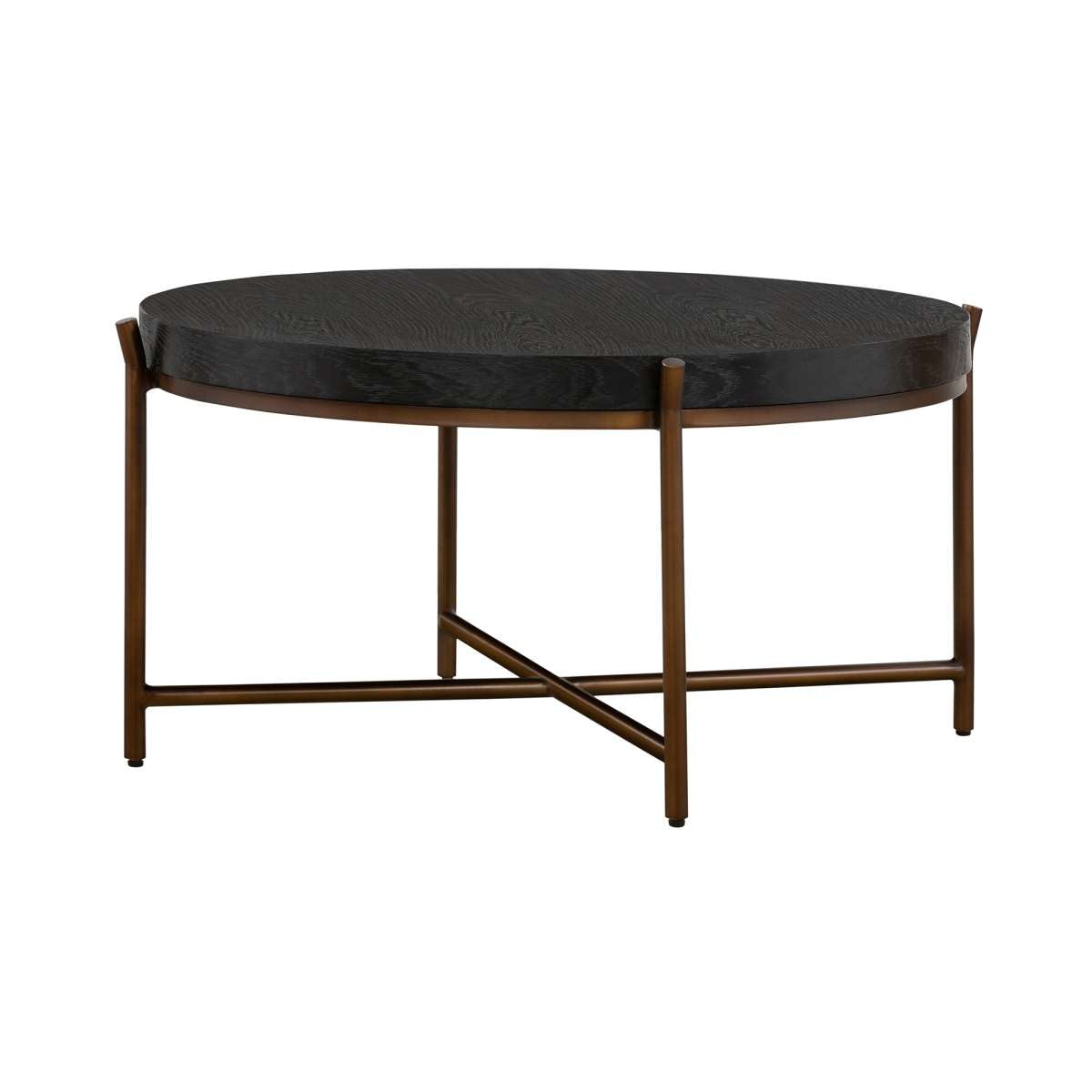 Sylvie Brushed Oak and Metal Round Coffee Table By Armen Living | Coffee Tables | Modishstore - 2