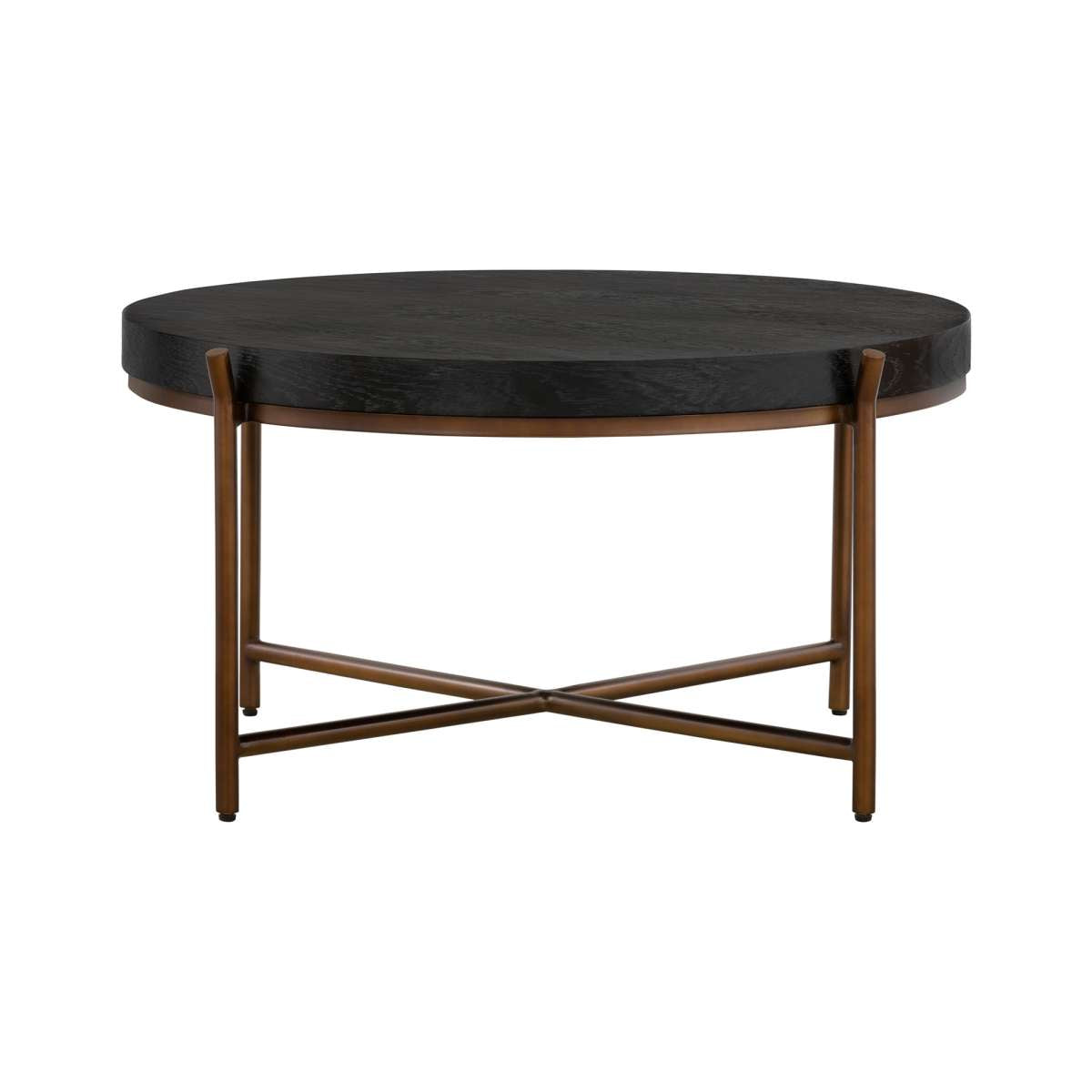 Sylvie Brushed Oak and Metal Round Coffee Table By Armen Living | Coffee Tables | Modishstore - 3
