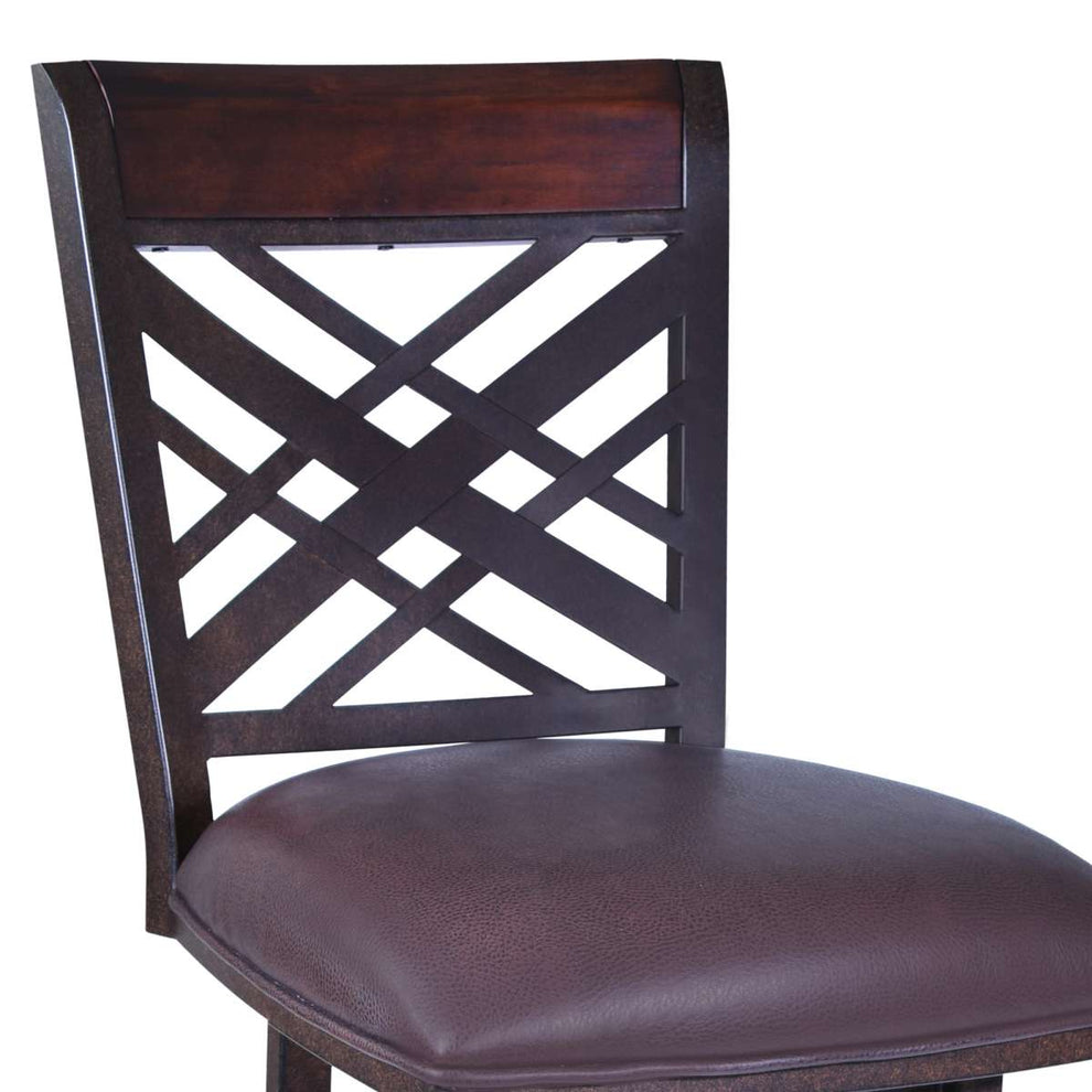 Tahiti 26" Barstool in Auburn Bay finish with Brown Pu upholstery By Armen Living | Bar Stools | Modishstore - 3