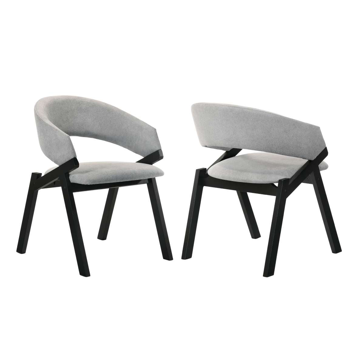 Talulah Gray Fabric and Black Veneer Dining Side Chairs - Set of 2 By Armen Living | Side Chairs |  Modishstore  - 2